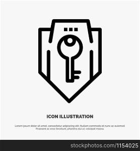 Access, Key, Protection, Security, Shield Line Icon Vector