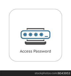 Access Password Icon. Flat Design.. Access Password Icon. Flat Design. Security Concept with a Laptop and a Password box. Isolated Illustration. App Symbol or UI element.