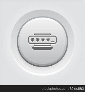 Access Password Icon. Flat Design.. Access Password Icon. Flat Design. Security Concept with a Laptop and a Password box. App Symbol or UI element. Grey Button Design