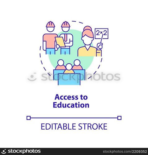 Access to education concept icon. Centrally planned ES advantages abstract idea thin line illustration. Isolated outline drawing. Editable stroke. Arial, Myriad Pro-Bold fonts used. Access to education concept icon