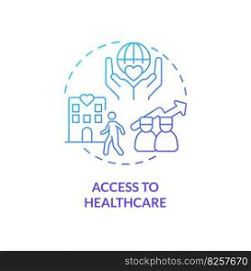 Access to healthcare blue gradient concept icon. Providing medical service. Patient support. Social determinant of health abstract idea thin line illustration. Isolated outline drawing. Access to healthcare blue gradient concept icon