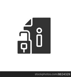 Access to information black glyph icon. Open database files. Free sources for customers. Studying data. Silhouette symbol on white space. Solid pictogram. Vector isolated illustration. Access to information black glyph icon