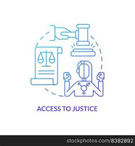 Access to justice blue gradient concept icon. Equal protection under law. LGBT community program abstract idea thin line illustration. Isolated outline drawing. Myriad Pro-Bold fonts used. Access to justice blue gradient concept icon