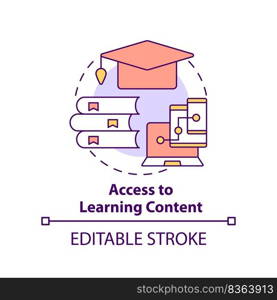 Access to learning content concept icon. Issue in training abstract idea thin line illustration. Accessibility, limit. Isolated outline drawing. Editable stroke. Arial, Myriad Pro-Bold fonts used. Access to learning content concept icon