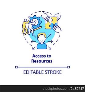 Access to resources concept icon. Benefit of stakeholder management abstract idea thin line illustration. Isolated outline drawing. Editable stroke. Arial, Myriad Pro-Bold fonts used. Access to resources concept icon