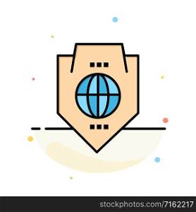 Access, World, Protection, Globe, Shield Abstract Flat Color Icon Template