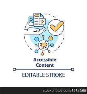 Accessible content concept icon. Multiple communication channels. Data requirement abstract idea thin line illustration. Isolated outline drawing. Editable stroke. Arial, Myriad Pro-Bold fonts used. Accessible content concept icon
