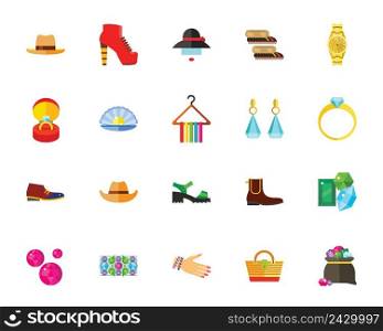 Accessories and shoes icon set. Can be used for topics like fashion, style, beauty, wealth, luxury