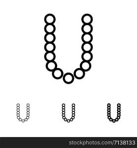 Accessories, Beauty, Lux, Necklets Bold and thin black line icon set