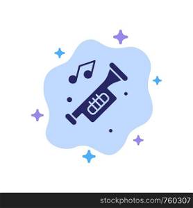 Accessories, Car, Horn, Noise, Trumpet Blue Icon on Abstract Cloud Background