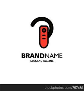 Accessory, Bluetooth, Ear, Headphone, Headset Business Logo Template. Flat Color