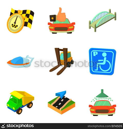 Accompany icons set. Cartoon set of 9 accompany vector icons for web isolated on white background. Accompany icons set, cartoon style