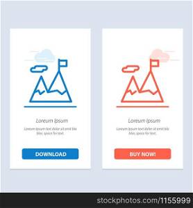 Accomplished, Business, Mission, Motivation Blue and Red Download and Buy Now web Widget Card Template