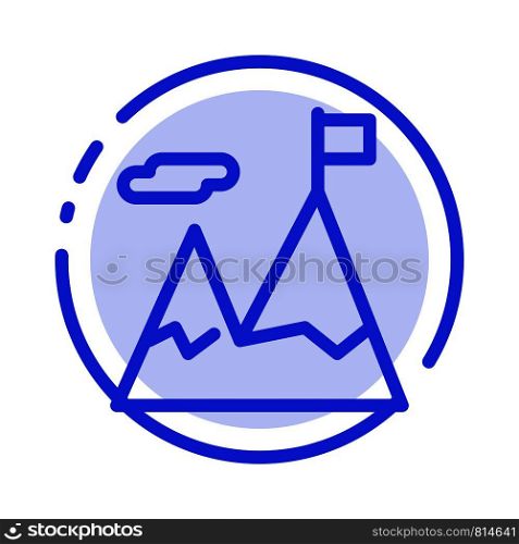 Accomplished, Business, Mission, Motivation Blue Dotted Line Line Icon