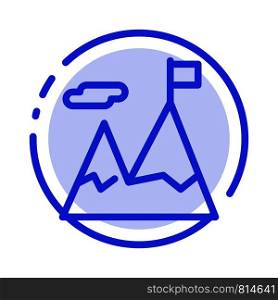 Accomplished, Business, Mission, Motivation Blue Dotted Line Line Icon