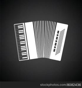Accordion icon. Black background with white. Vector illustration.