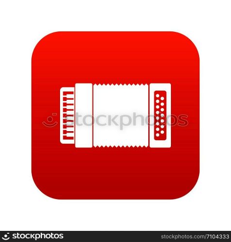 Accordion icon digital red for any design isolated on white vector illustration. Accordion icon digital red