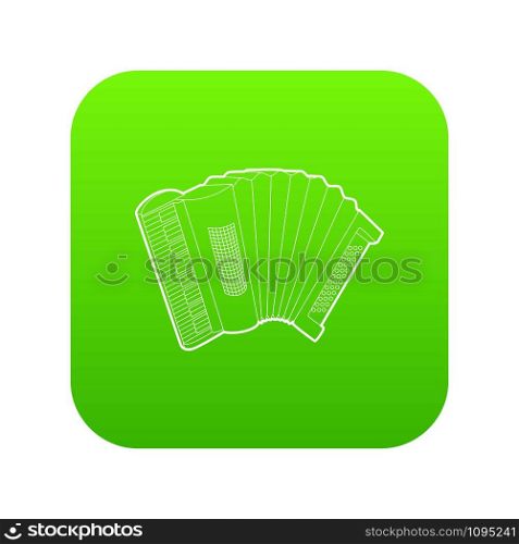 Accordion icon green vector isolated on white background. Accordion icon green vector