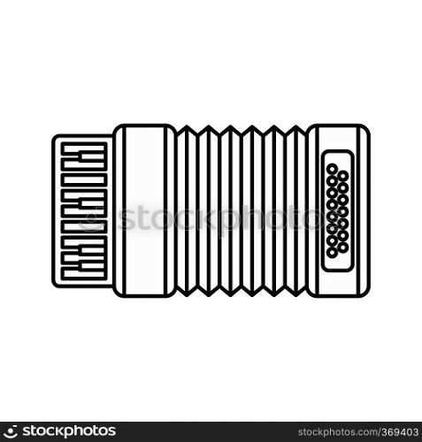 Accordion icon in outline style isolated on white background. Musical instrument symbol vector illustration. Accordion icon, outline style