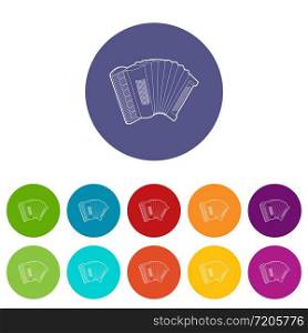 Accordion icons color set vector for any web design on white background. Accordion icons set vector color