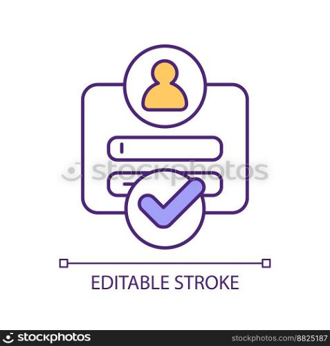 Account access RGB color icon. Login to social media profile. User personal information privacy. Enter password. Isolated vector illustration. Simple filled line drawing. Editable stroke. Account access RGB color icon