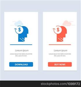 Account, Avatar, Costs, Employee, Profile, Business Blue and Red Download and Buy Now web Widget Card Template
