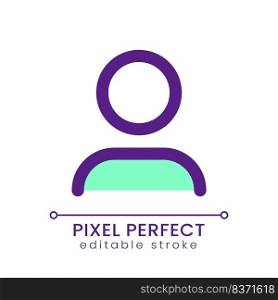 Account avatar pixel perfect RGB color ui icon. Personal page of site user. Simple filled line element. GUI, UX design for mobile app. Vector isolated pictogram. Editable stroke. Poppins font used. Account avatar pixel perfect RGB color ui icon
