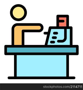 Account cashier bank icon. Outline account cashier bank vector icon color flat isolated. Account cashier bank icon color outline vector