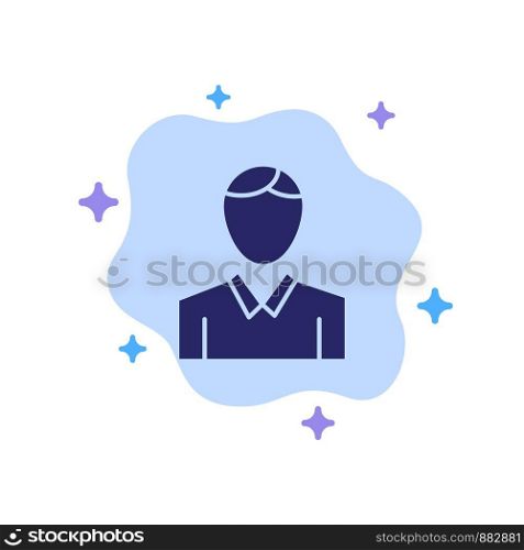 Account, Human, Man, Person Blue Icon on Abstract Cloud Background