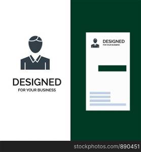 Account, Human, Man, Person Grey Logo Design and Business Card Template