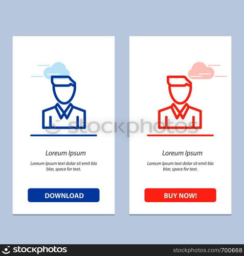 Account, Human, Man, Person, Profile Blue and Red Download and Buy Now web Widget Card Template