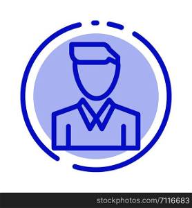 Account, Human, Man, Person, Profile Blue Dotted Line Line Icon