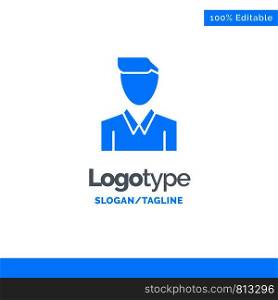 Account, Human, Man, Person, Profile Blue Solid Logo Template. Place for Tagline