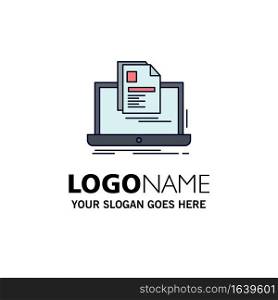account, Laptop, Report, Print, Resume Flat Color Icon Vector
