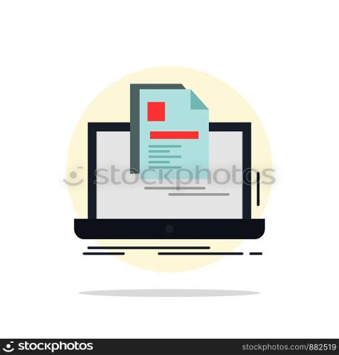 account, Laptop, Report, Print, Resume Flat Color Icon Vector