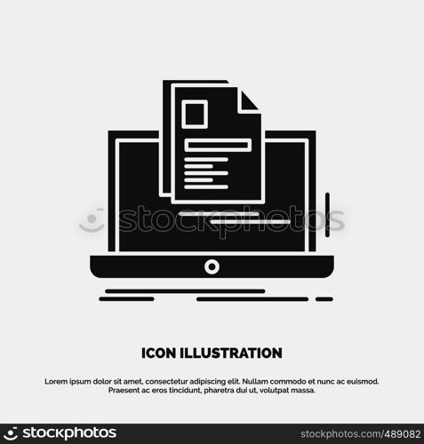 account, Laptop, Report, Print, Resume Icon. glyph vector gray symbol for UI and UX, website or mobile application. Vector EPS10 Abstract Template background