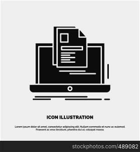 account, Laptop, Report, Print, Resume Icon. glyph vector gray symbol for UI and UX, website or mobile application. Vector EPS10 Abstract Template background