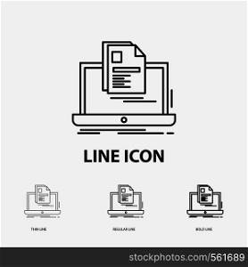 account, Laptop, Report, Print, Resume Icon in Thin, Regular and Bold Line Style. Vector illustration. Vector EPS10 Abstract Template background