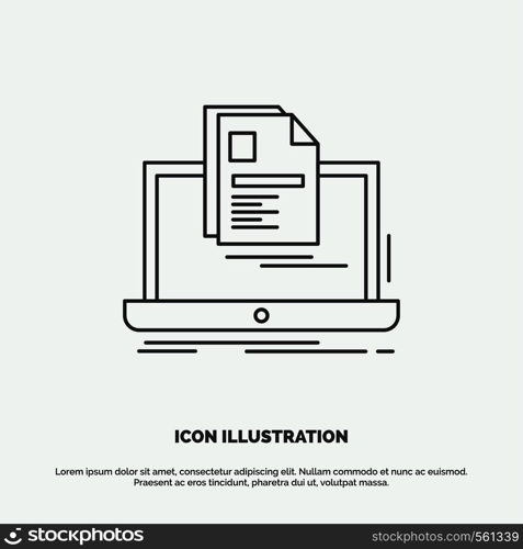 account, Laptop, Report, Print, Resume Icon. Line vector gray symbol for UI and UX, website or mobile application. Vector EPS10 Abstract Template background