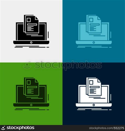 account, Laptop, Report, Print, Resume Icon Over Various Background. glyph style design, designed for web and app. Eps 10 vector illustration. Vector EPS10 Abstract Template background