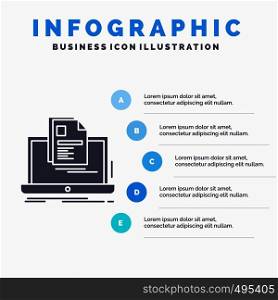 account, Laptop, Report, Print, Resume Infographics Template for Website and Presentation. GLyph Gray icon with Blue infographic style vector illustration.. Vector EPS10 Abstract Template background