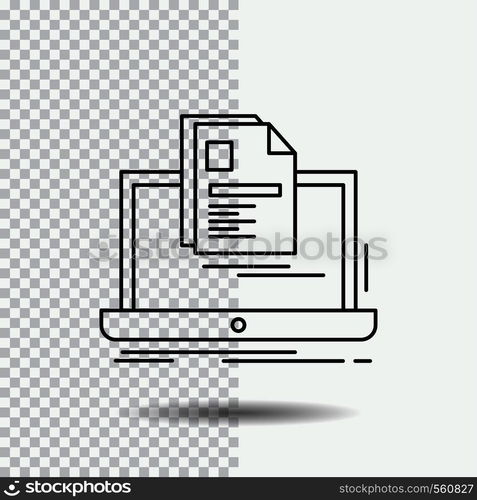 account, Laptop, Report, Print, Resume Line Icon on Transparent Background. Black Icon Vector Illustration. Vector EPS10 Abstract Template background