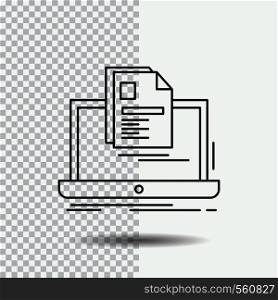 account, Laptop, Report, Print, Resume Line Icon on Transparent Background. Black Icon Vector Illustration. Vector EPS10 Abstract Template background