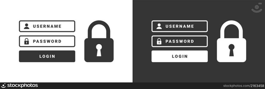 Account login form. Cybersecurity and privacy concepts to protect data.Vector illustration