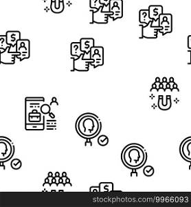 Account Manager Work Seamless Pattern Vector Thin Line. Illustrations. Account Manager Work Seamless Pattern Vector