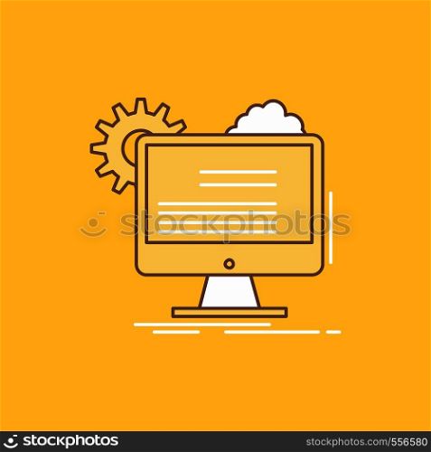 Account, profile, report, edit, Update Flat Line Filled Icon. Beautiful Logo button over yellow background for UI and UX, website or mobile application. Vector EPS10 Abstract Template background