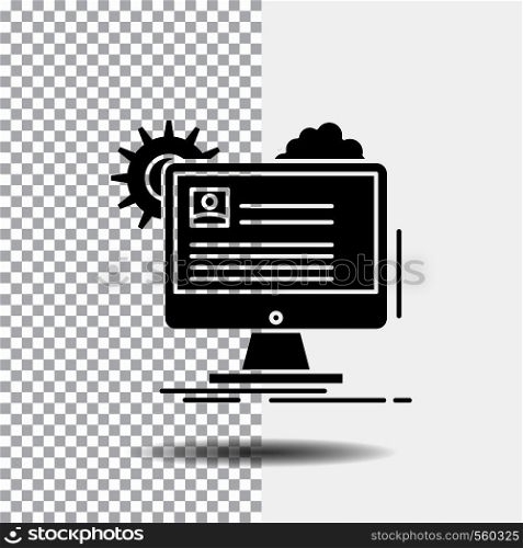 Account, profile, report, edit, Update Glyph Icon on Transparent Background. Black Icon. Vector EPS10 Abstract Template background