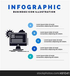 Account, profile, report, edit, Update Infographics Template for Website and Presentation. GLyph Gray icon with Blue infographic style vector illustration.. Vector EPS10 Abstract Template background