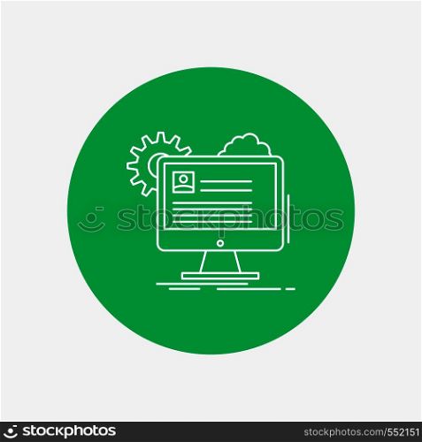 Account, profile, report, edit, Update White Line Icon in Circle background. vector icon illustration. Vector EPS10 Abstract Template background