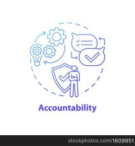 Accountability concept icon. Journalistic ethics standards idea thin line illustration. Fact-checking. Responsibility for words and actions. Vector isolated outline RGB color drawing. Accountability concept icon